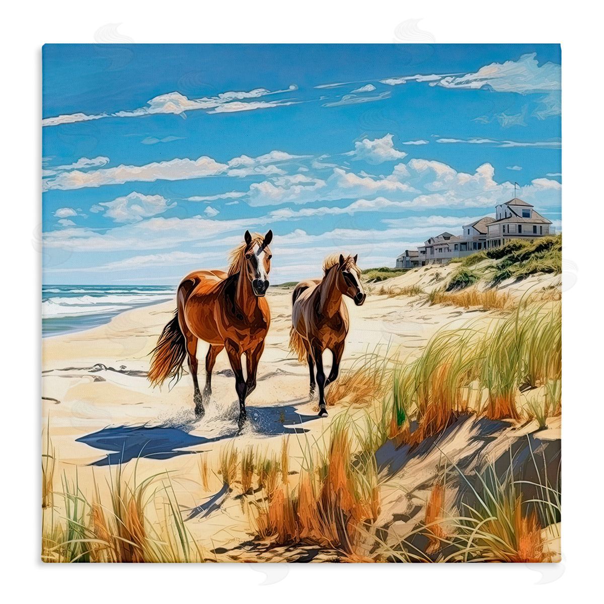 Galloping Beach Horses Canvas Wall Art, Home Decor by Jim Baldwin