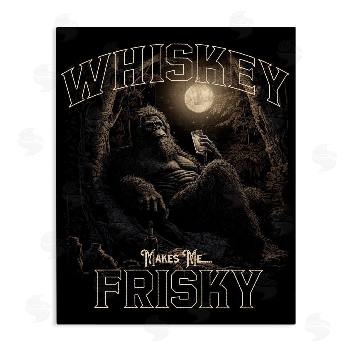 Whiskey Makes Me Frisky Canvas Wall Art, Home Decor by Jim Baldwin
