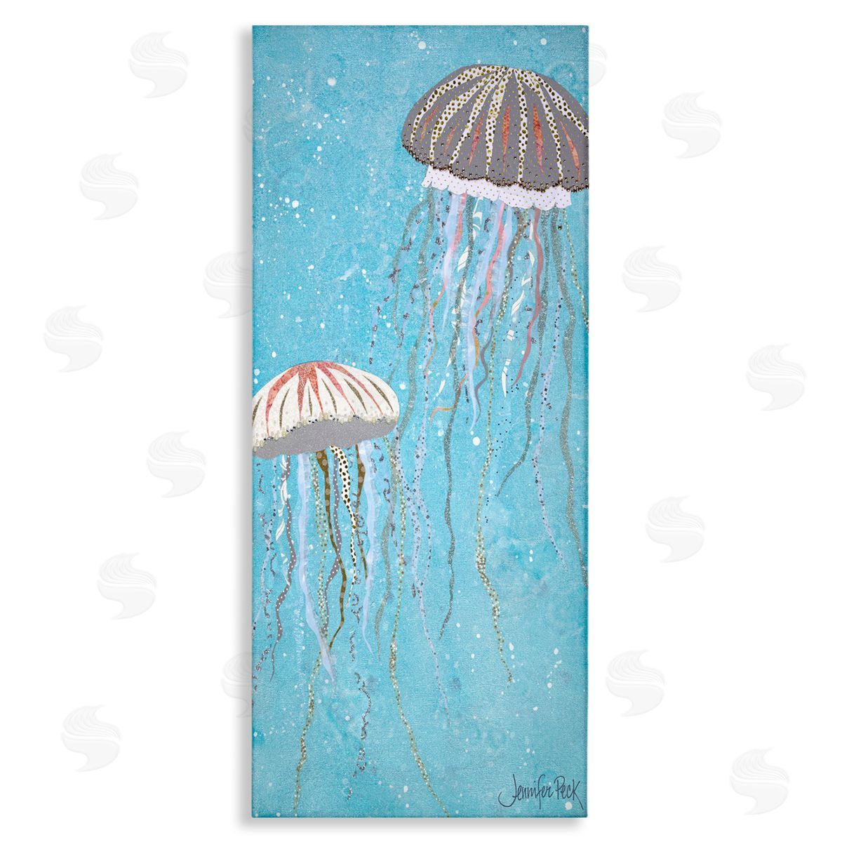 Crystal Jellyfish Motif Canvas Wall Art, Home Decor by Jennifer Peck