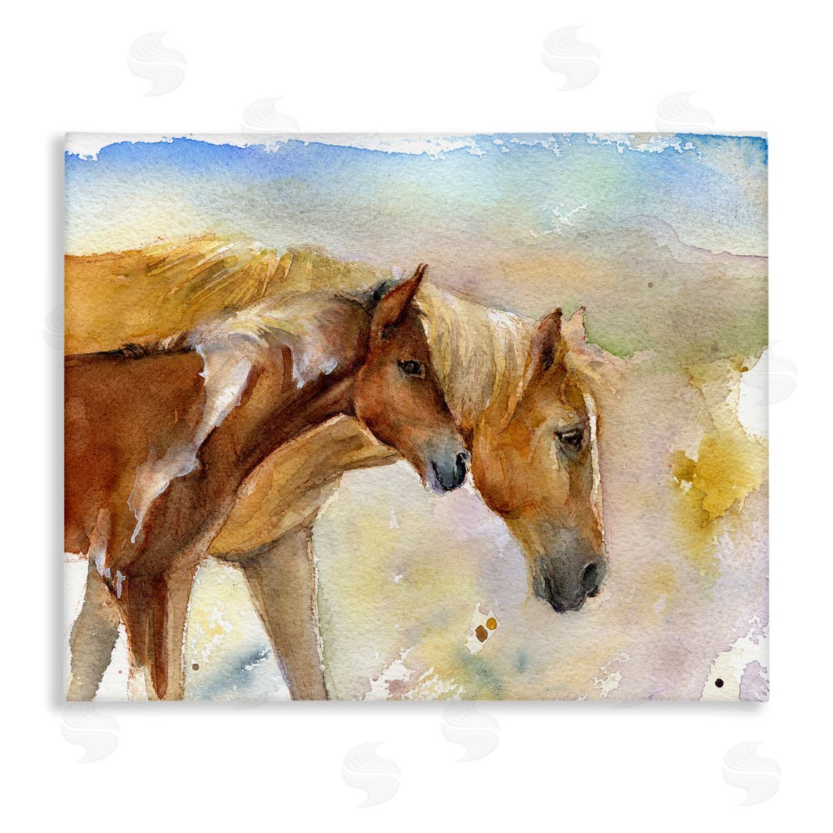 Wild Horses Watercolor Canvas Wall Art, Home Decor by John Keeling