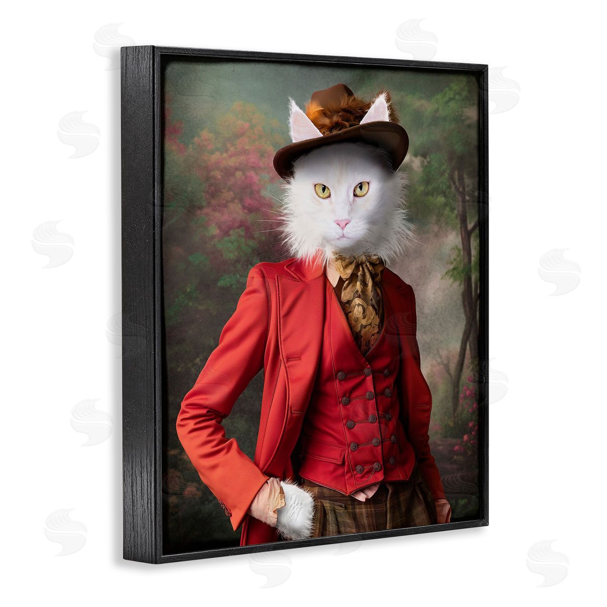 Colonial Classic Cat Portrait Black Frame Print Wall Art, Home Decor by Karen Burke