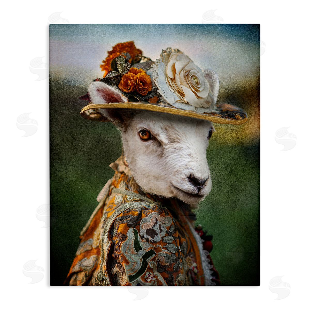 Fashionable Sheep Portrait Canvas Wall Art, Home Decor by Karen Burke