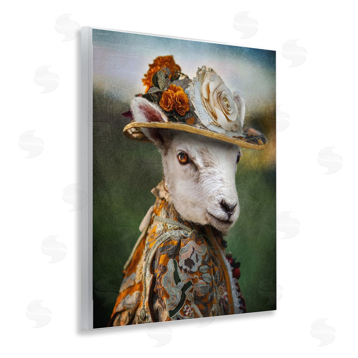 Fashionable Sheep Portrait Wood Plaque Wall Art, Home Decor by Karen Burke