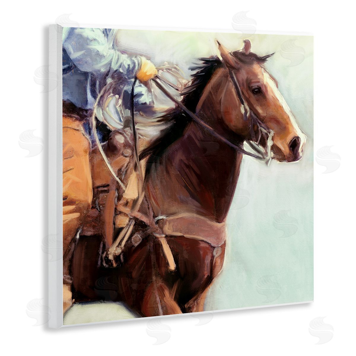 Galloping Western Cowboy Wood Plaque Wall Art, Home Decor by Nina Blue