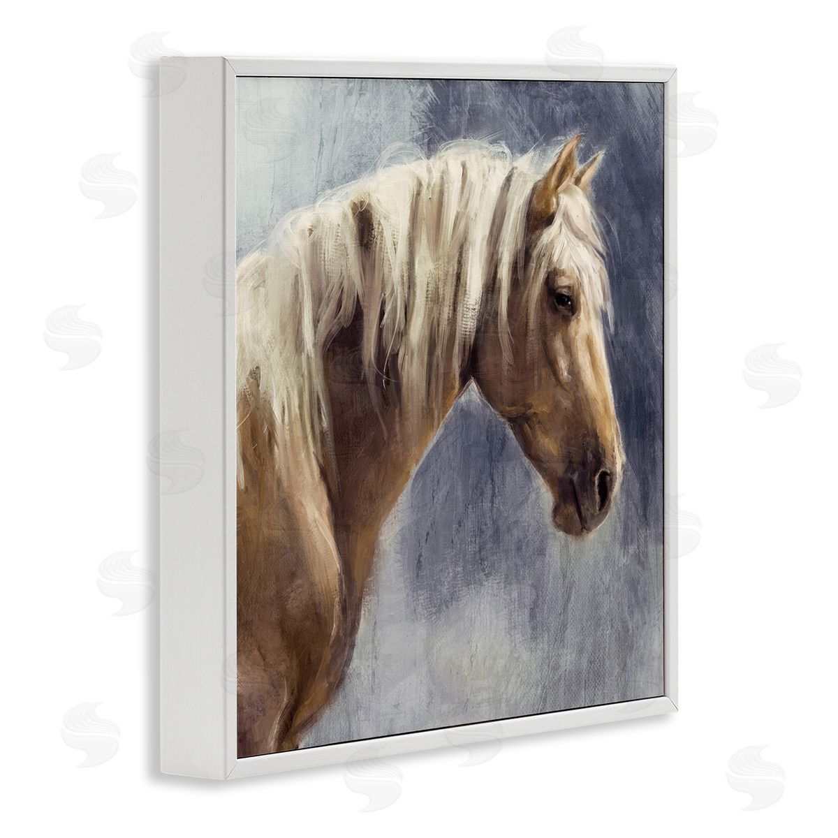 Golden Boy Horse White Frame Print Wall Art, Home Decor by Nina Blue