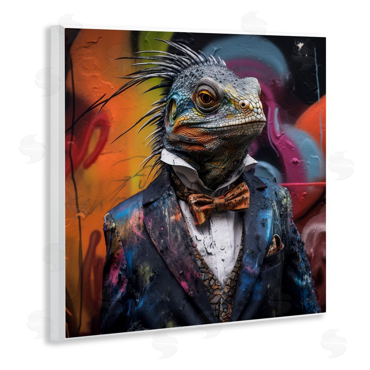 Urban Graffiti Iguana Wood Plaque Wall Art, Home Decor by Lazar Studio