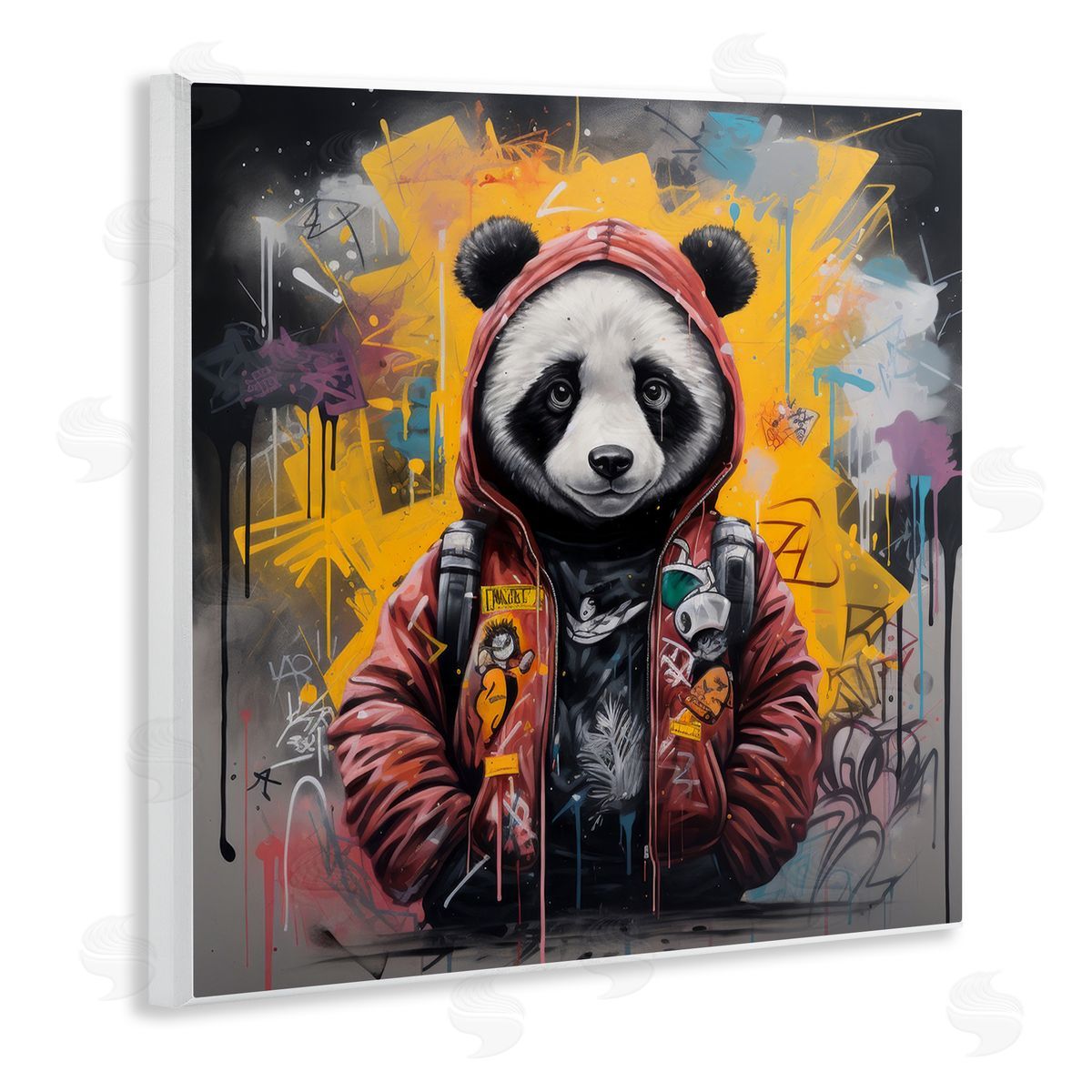 Urban Graffiti Panda Bear Wood Plaque Wall Art, Home Decor by Lazar Studio