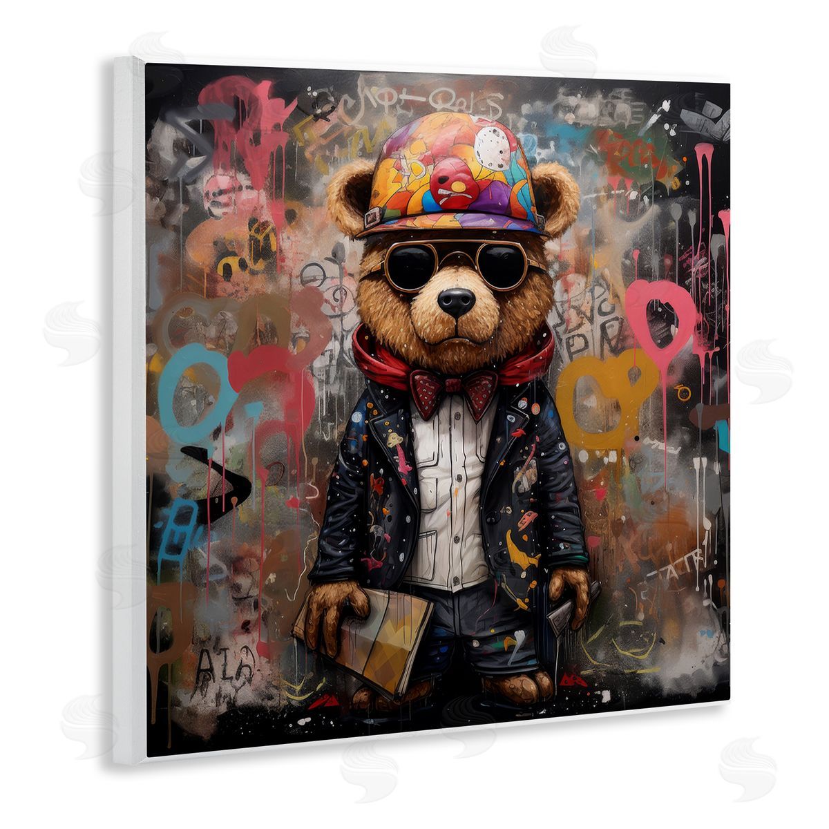 Urban Graffiti Bear Wood Plaque Wall Art, Home Decor by Lazar Studio