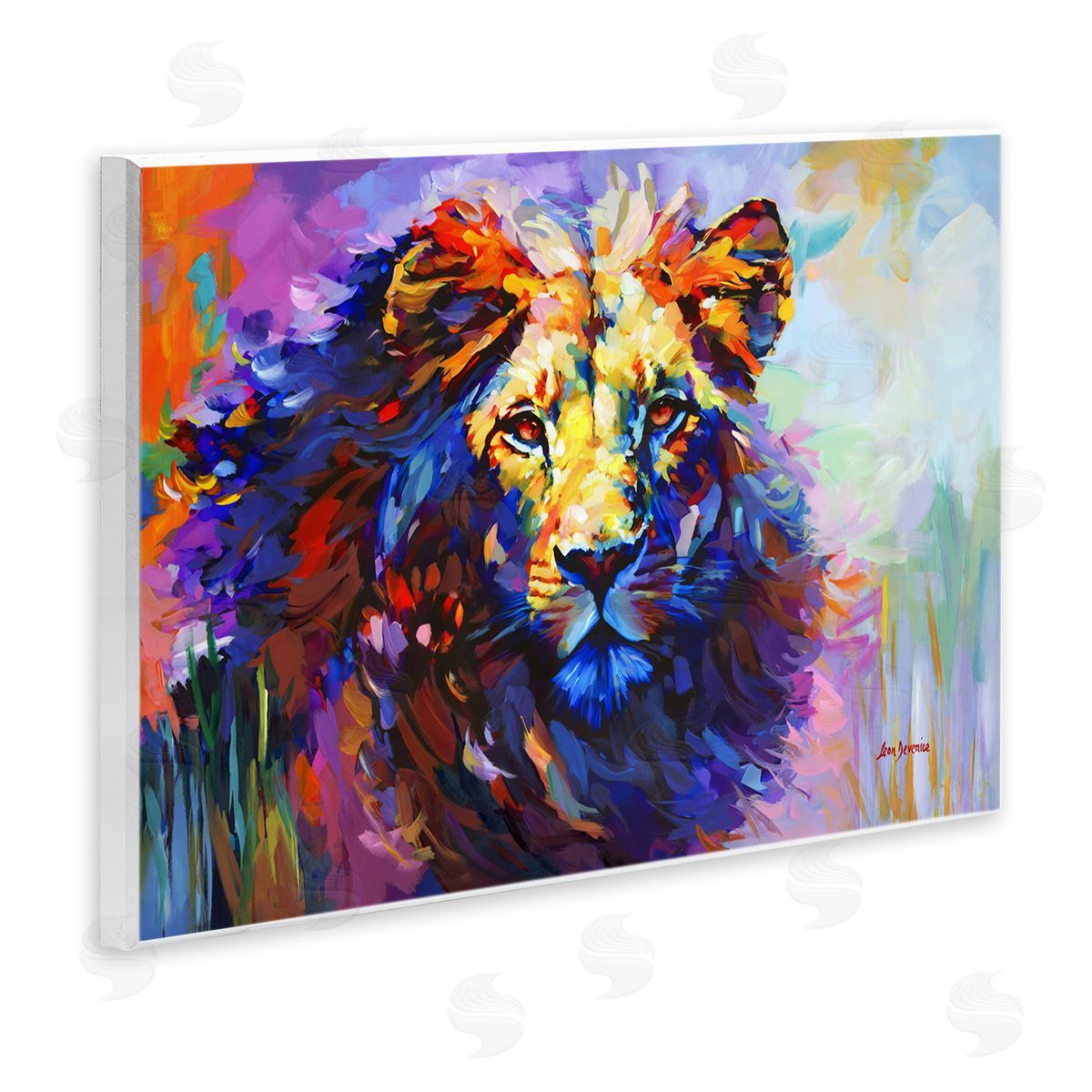 Paint Strokes Lion Wood Plaque Wall Art, Home Decor by Leon Devenice