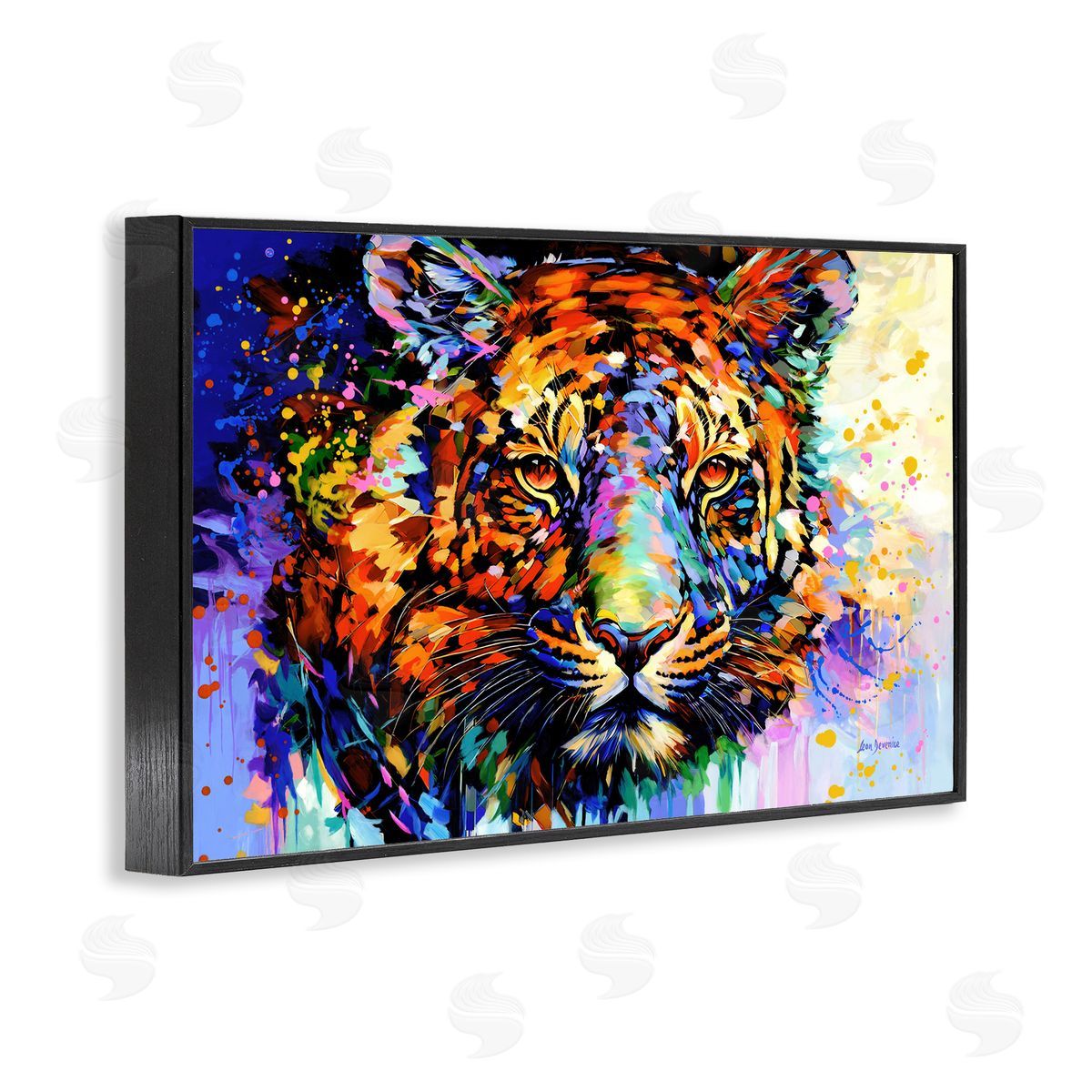 Tiger's Wild Wonder Black Frame Print Wall Art, Home Decor by Leon Devenice
