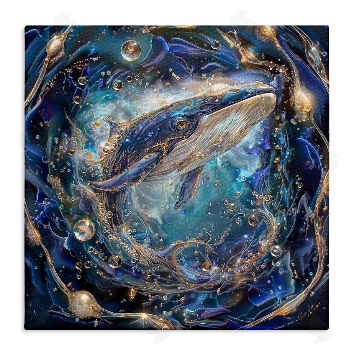 Echoes Of Abyss Whale Canvas Wall Art, Home Decor by Lena Owens