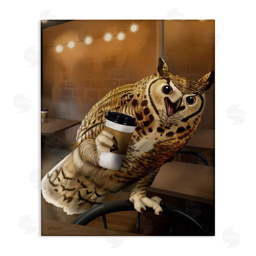 Mehu Art | Owl with Coffee Cup