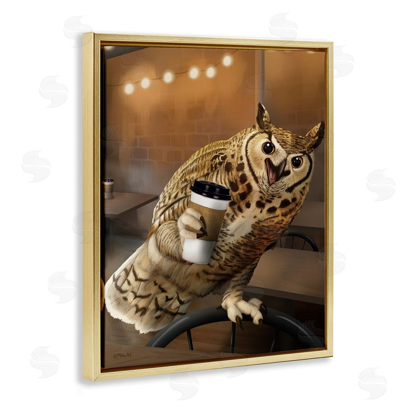 Mehu Art | Owl with Coffee Cup