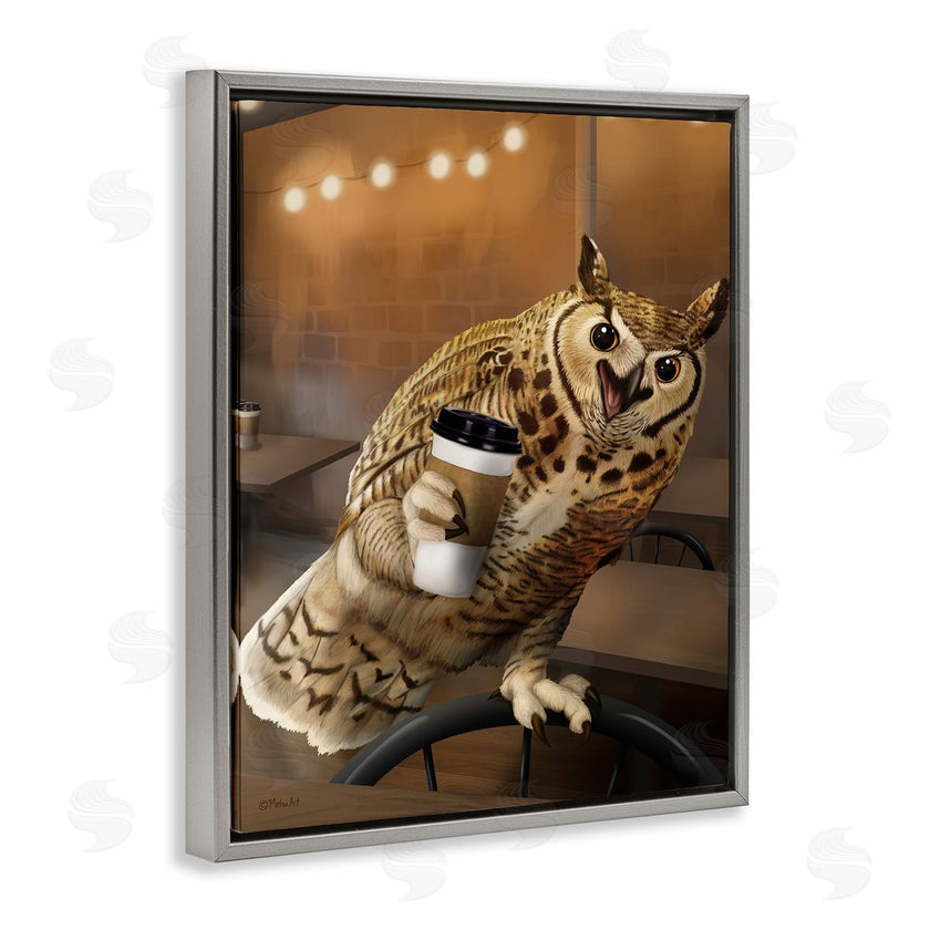 Mehu Art | Owl with Coffee Cup
