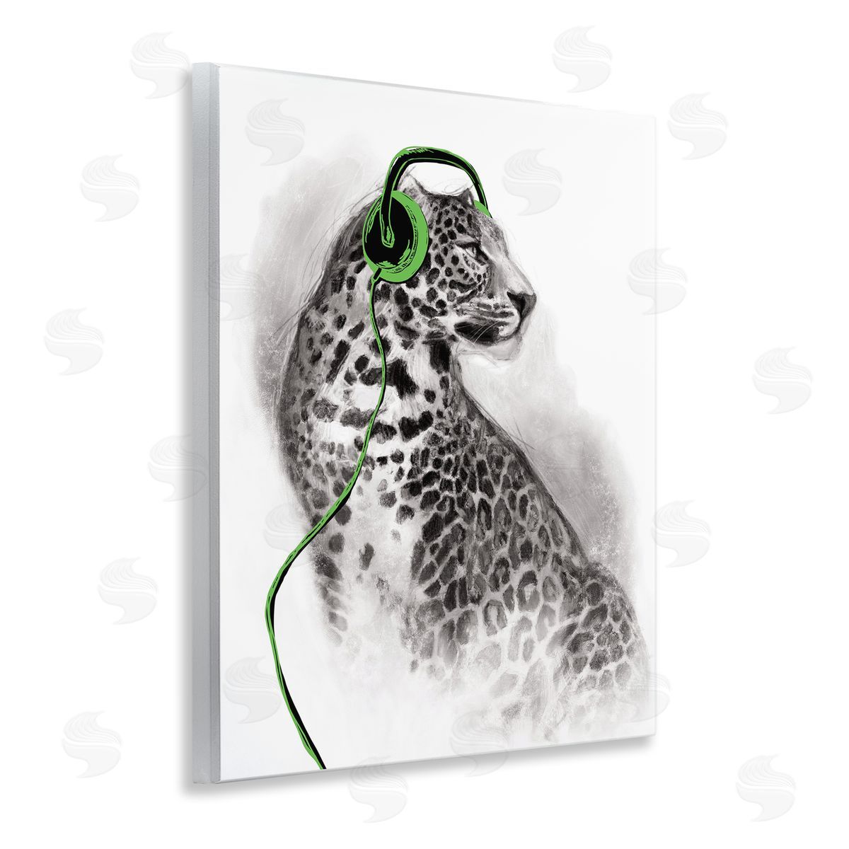 Cheetah with Headphones Wood Plaque Wall Art, Home Decor by Masey St. Studios