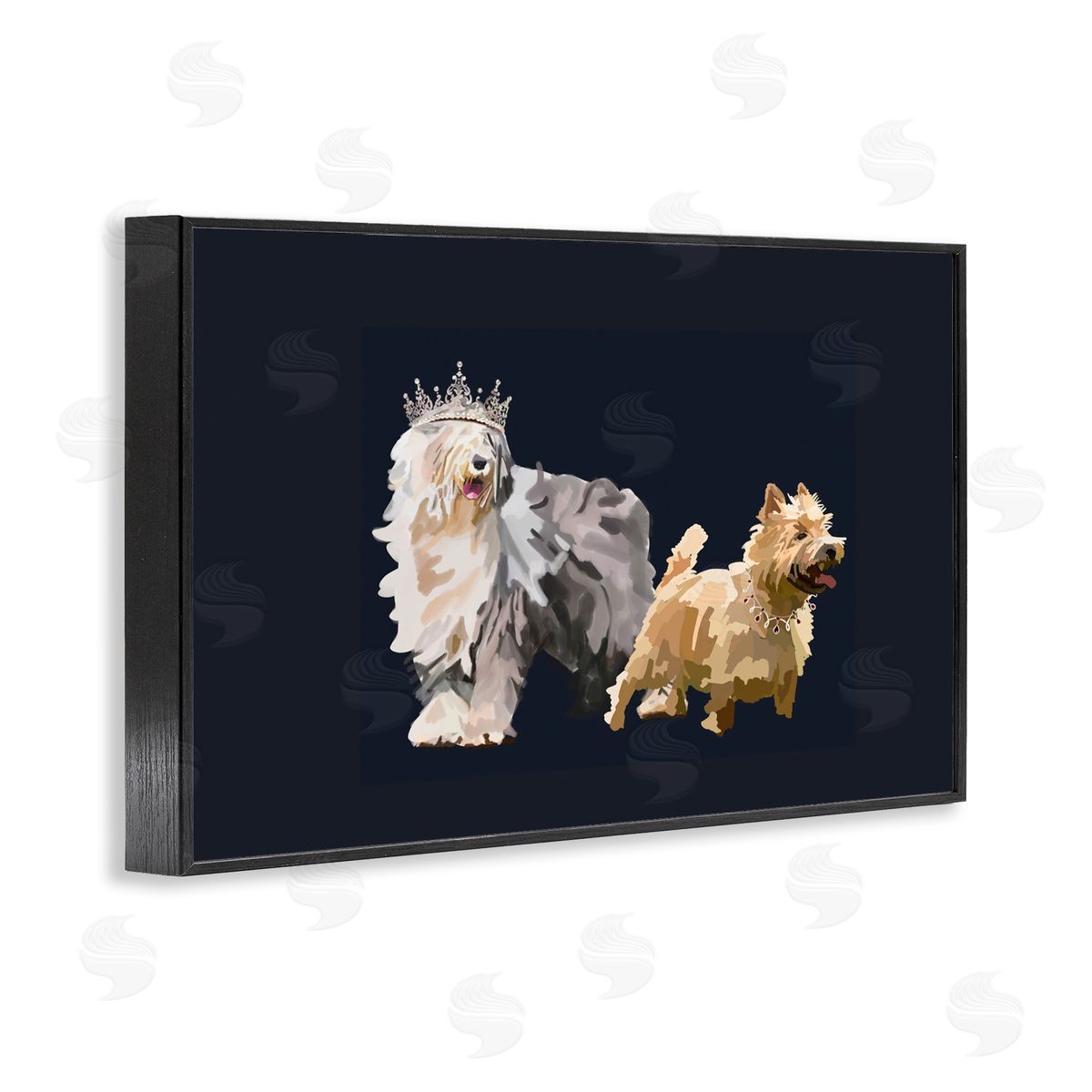 Dog Duo with Crowns Black Frame Print Wall Art, Home Decor by Amelia Noyes