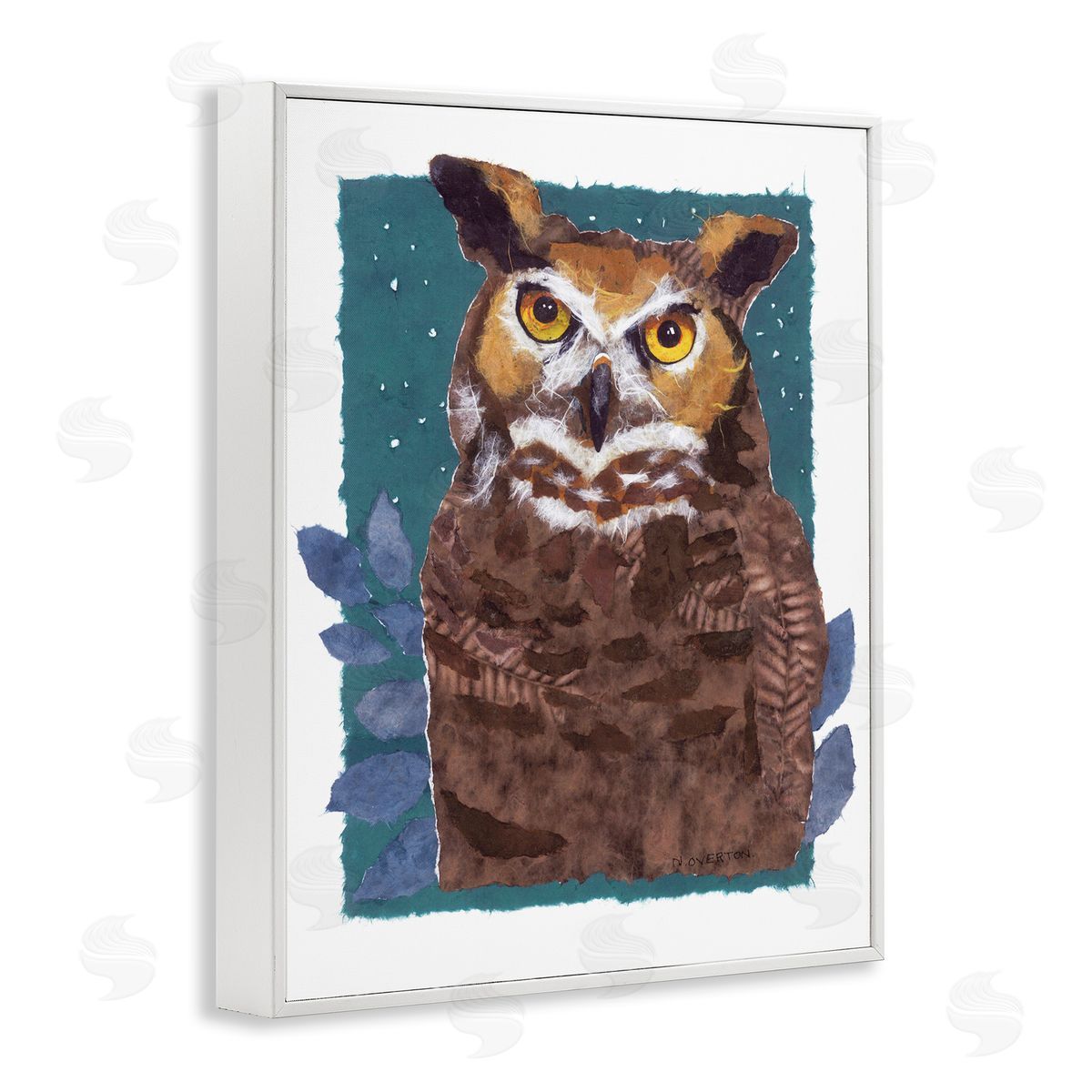 Stern Owl Portrait White Frame Print Wall Art, Home Decor by Nancy Overton