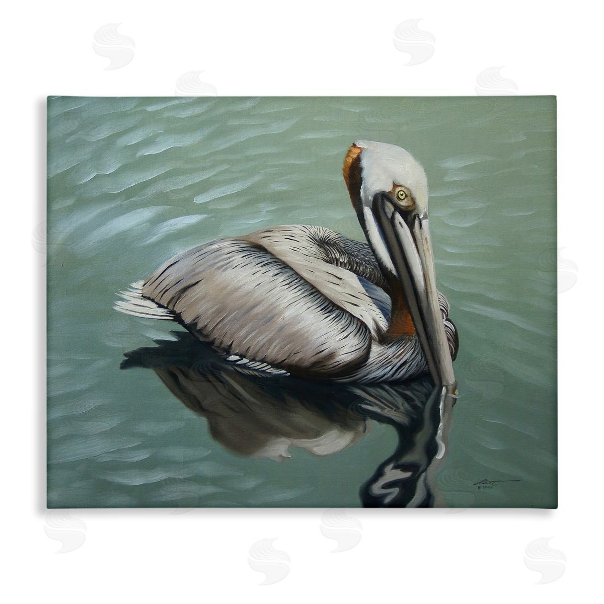 Pelican Lake Reflection Canvas Wall Art, Home Decor by D. Rust