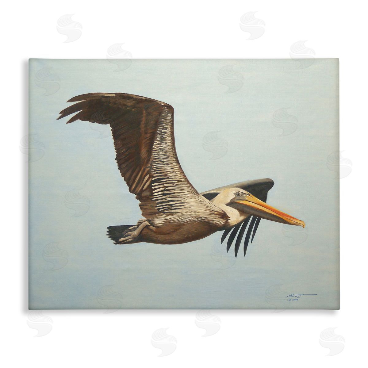 Brown Pelican in Flight Canvas Wall Art, Home Decor by D. Rust