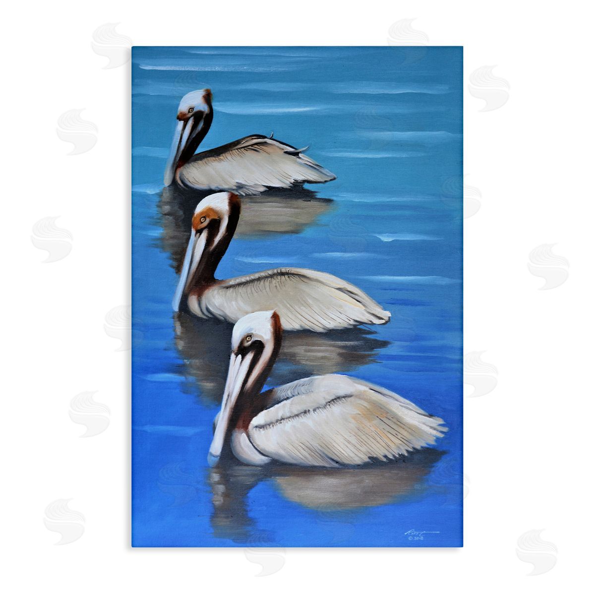 Pelican Trio Drifting Canvas Wall Art, Home Decor by D. Rust