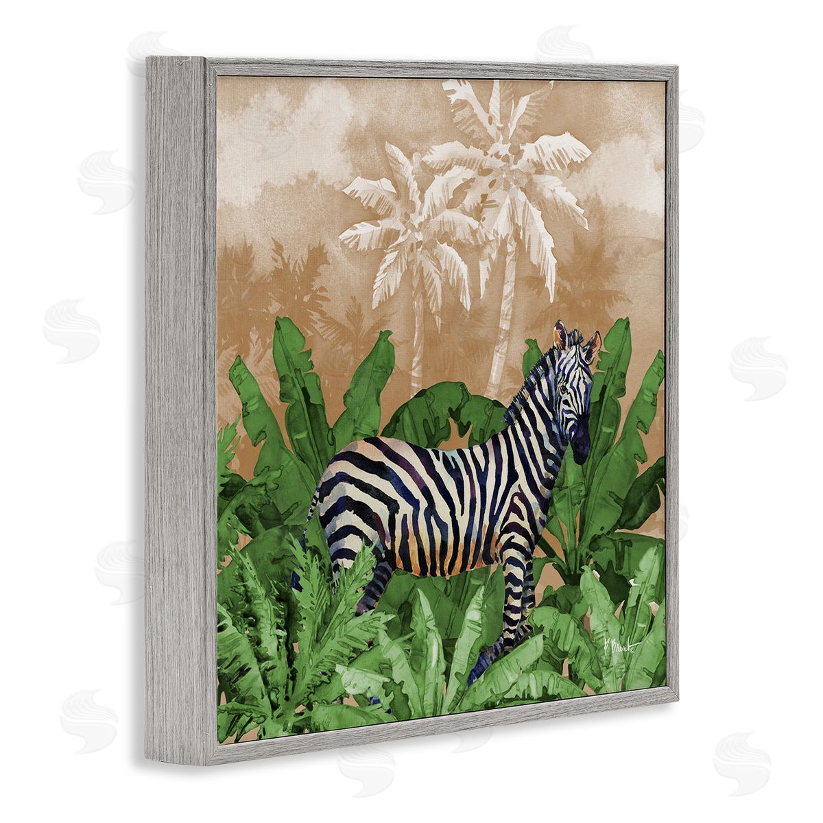 Jungle Life Zebra Grey Frame Print Wall Art, Home Decor by Paul Brent