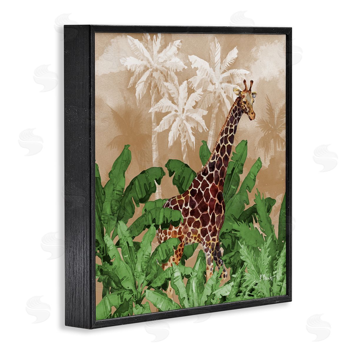 Jungle Life Giraffe Black Frame Print Wall Art, Home Decor by Paul Brent