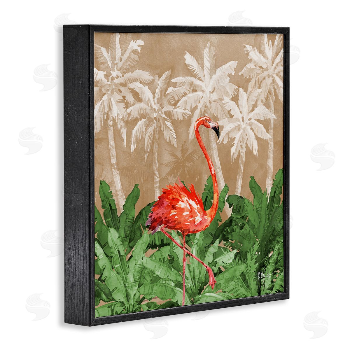 Jungle Life Flamingo Black Frame Print Wall Art, Home Decor by Paul Brent