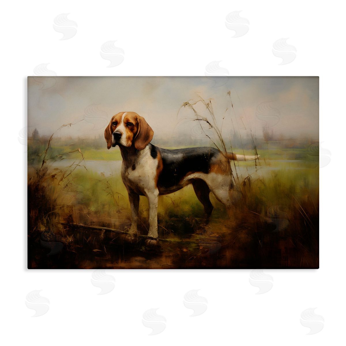 Beagle Dog Rural Field Canvas Wall Art, Home Decor by Petal Prints Design