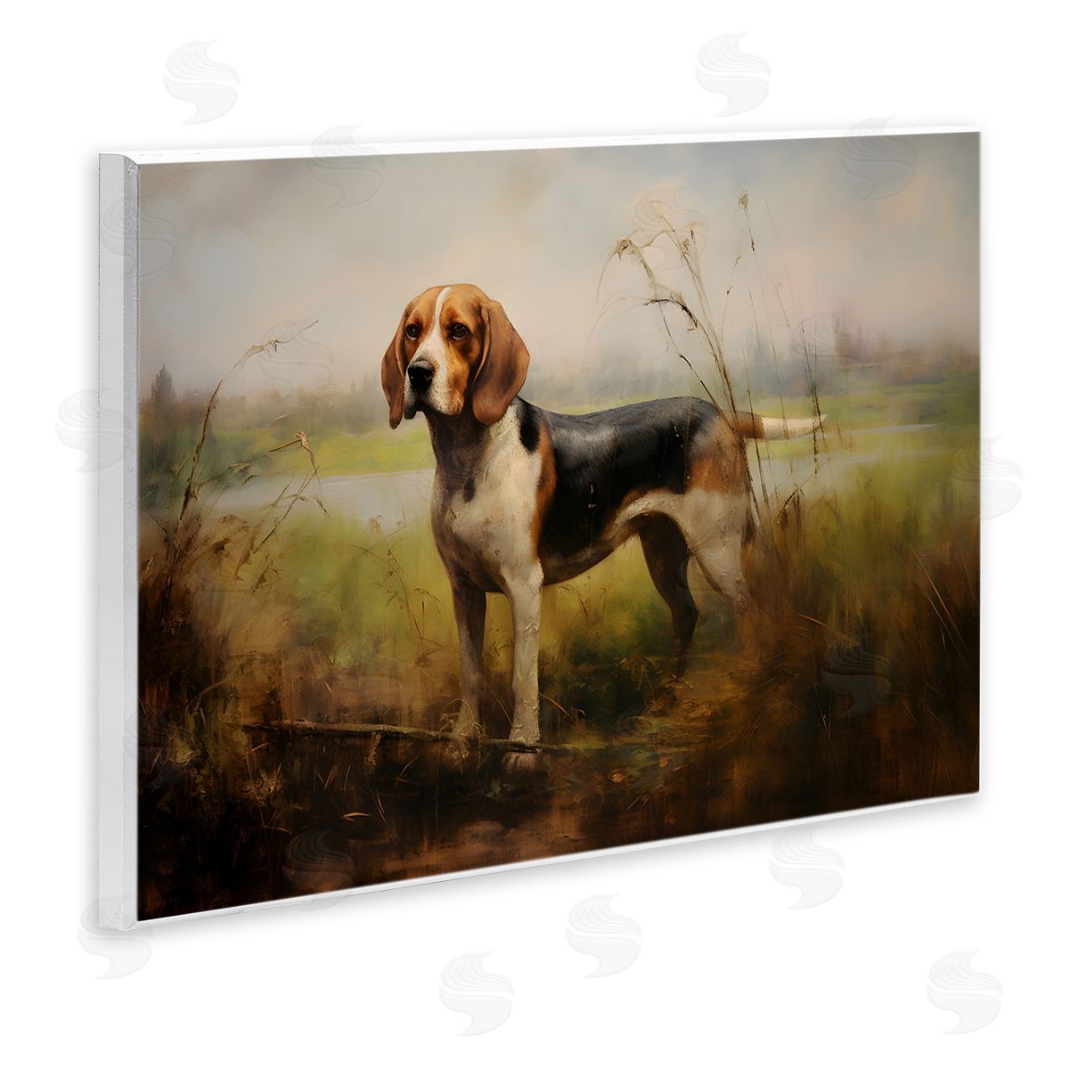Beagle Dog Rural Field Wood Plaque Wall Art, Home Decor by Petal Prints Design
