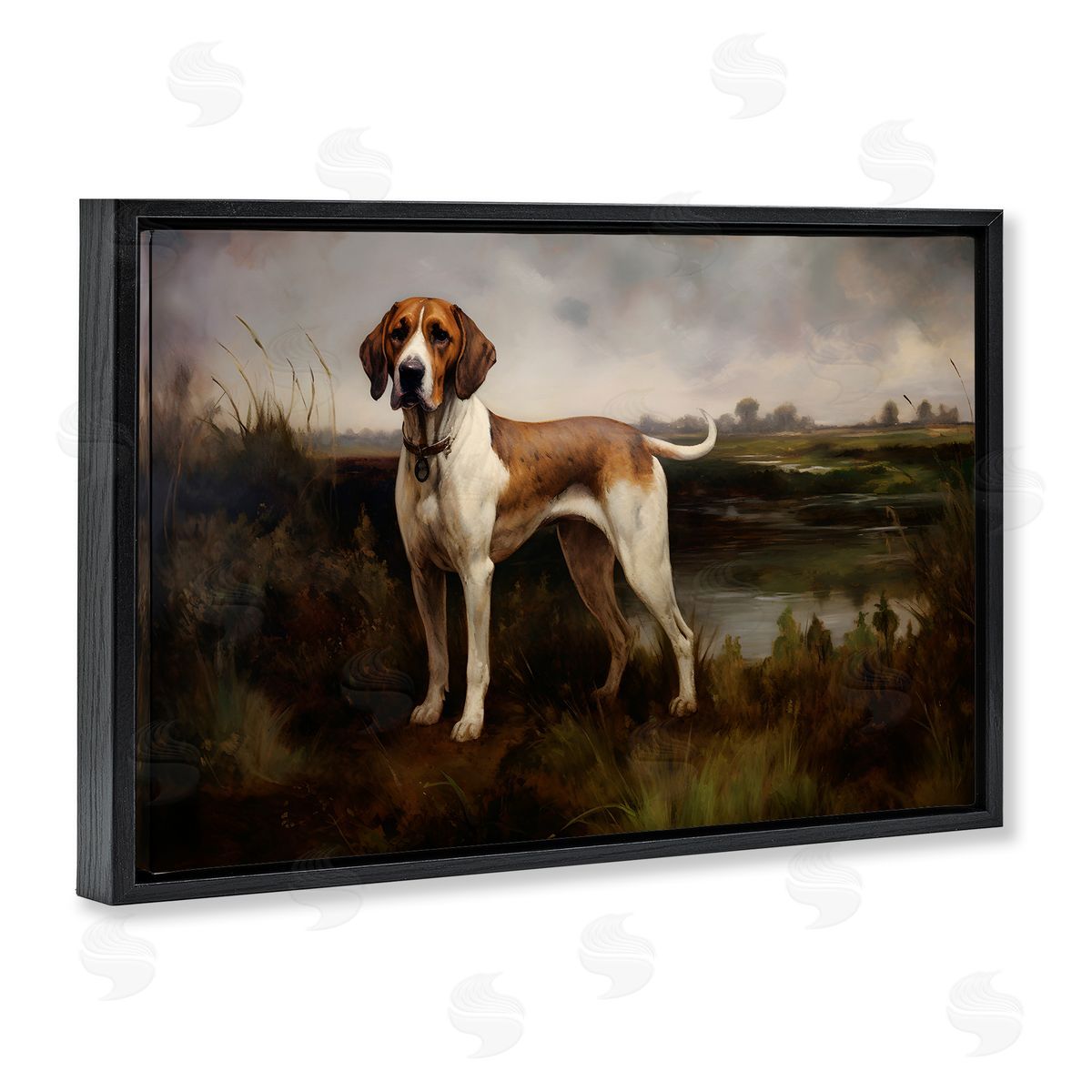 On The Hunt Landscape Black Floating Frame Canvas Wall Art, Home Decor by Petal Prints Design