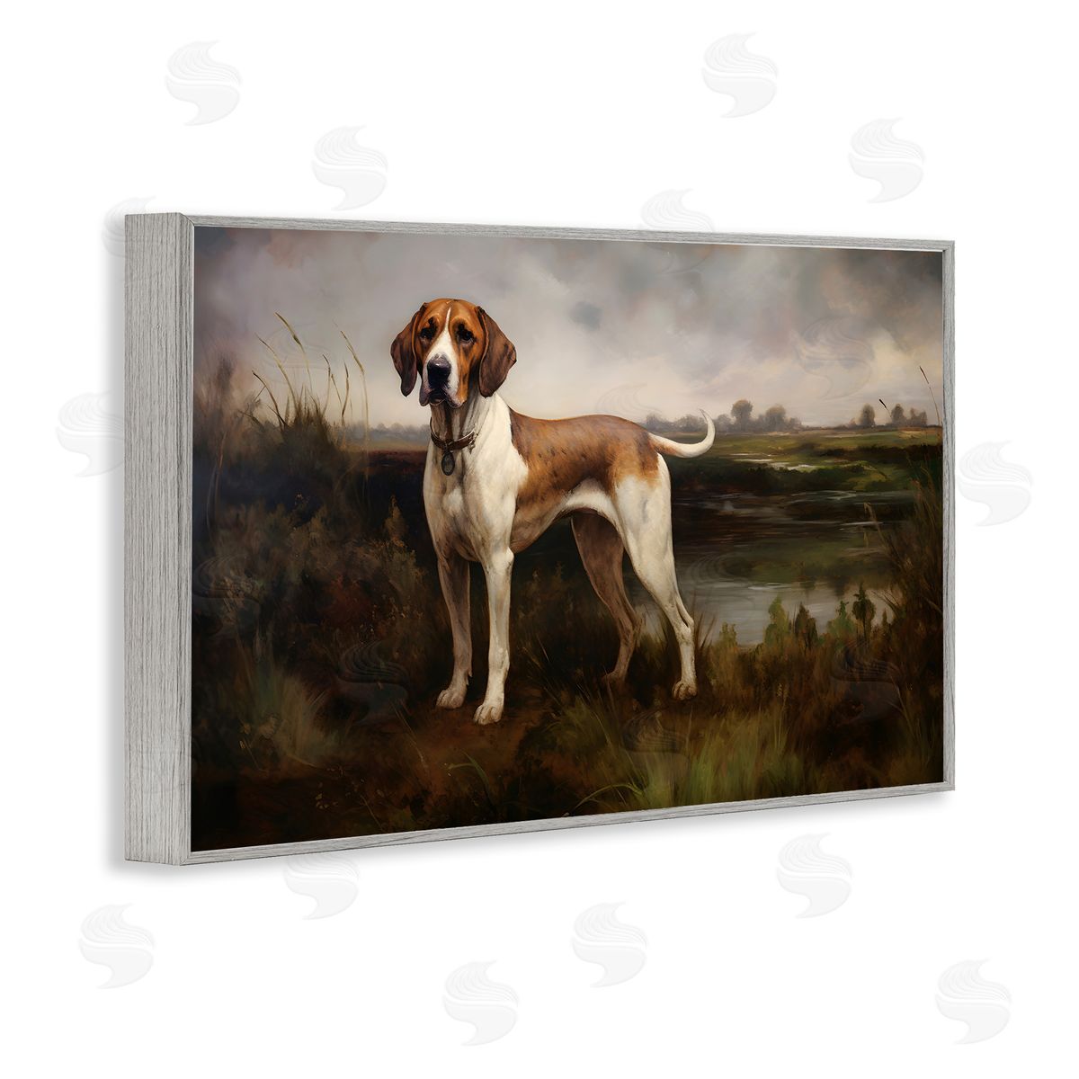On The Hunt Landscape Grey Frame Print Wall Art, Home Decor by Petal Prints Design
