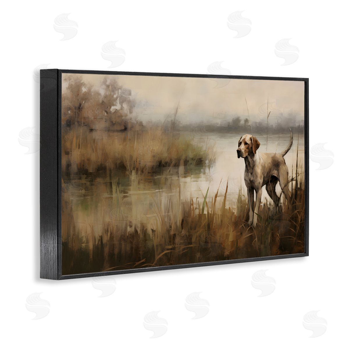 Hunting Dog in Nature Black Frame Print Wall Art, Home Decor by Petal Prints Design