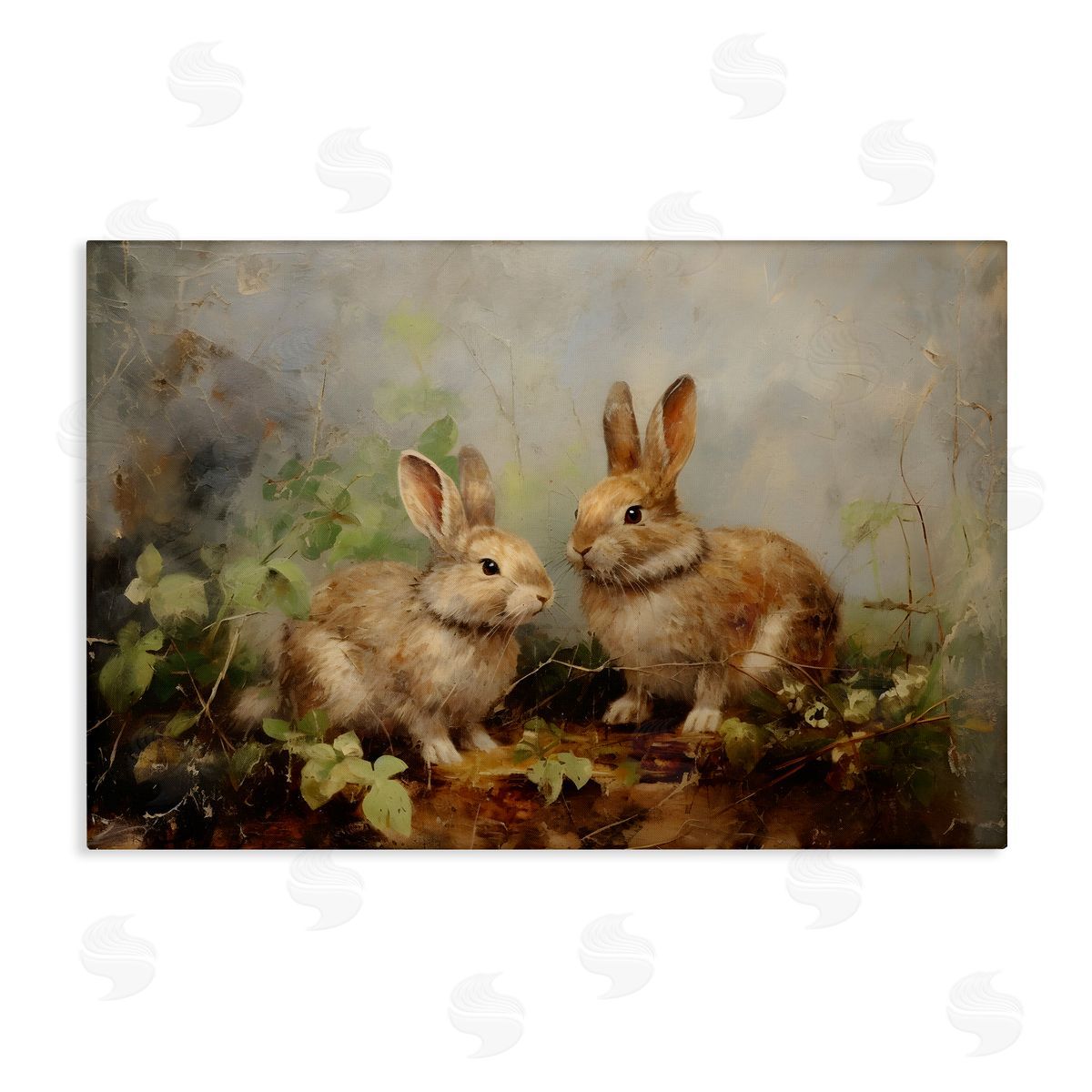Wild Rabbits in Nature Canvas Wall Art, Home Decor by Petal Prints Design