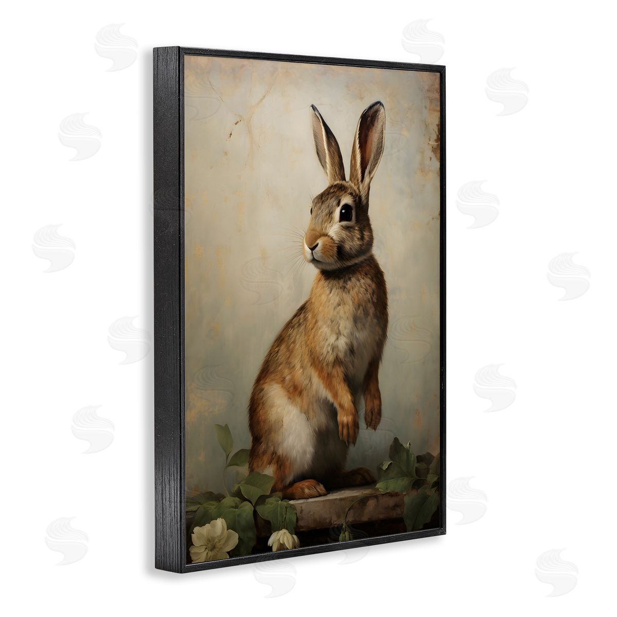 Dark Rabbit Portrait Black Frame Print Wall Art, Home Decor by Petal Prints Design
