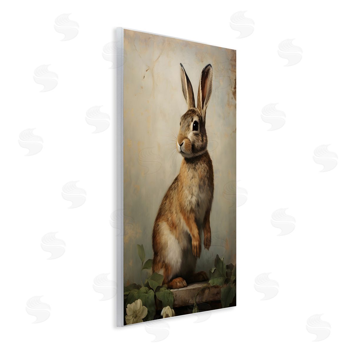 Dark Rabbit Portrait Wood Plaque Wall Art, Home Decor by Petal Prints Design