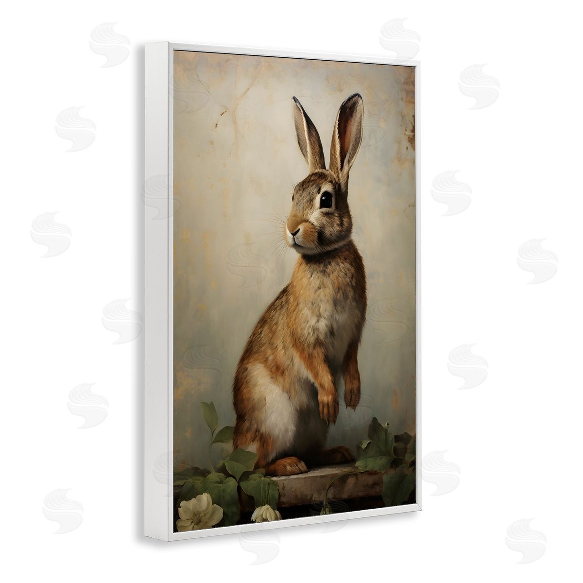 Dark Rabbit Portrait White Frame Print Wall Art, Home Decor by Petal Prints Design