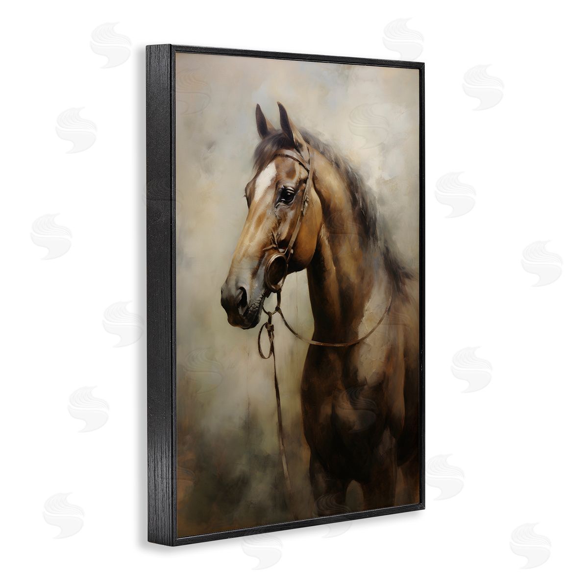 Brown Horse Portrait Black Frame Print Wall Art, Home Decor by Petal Prints Design