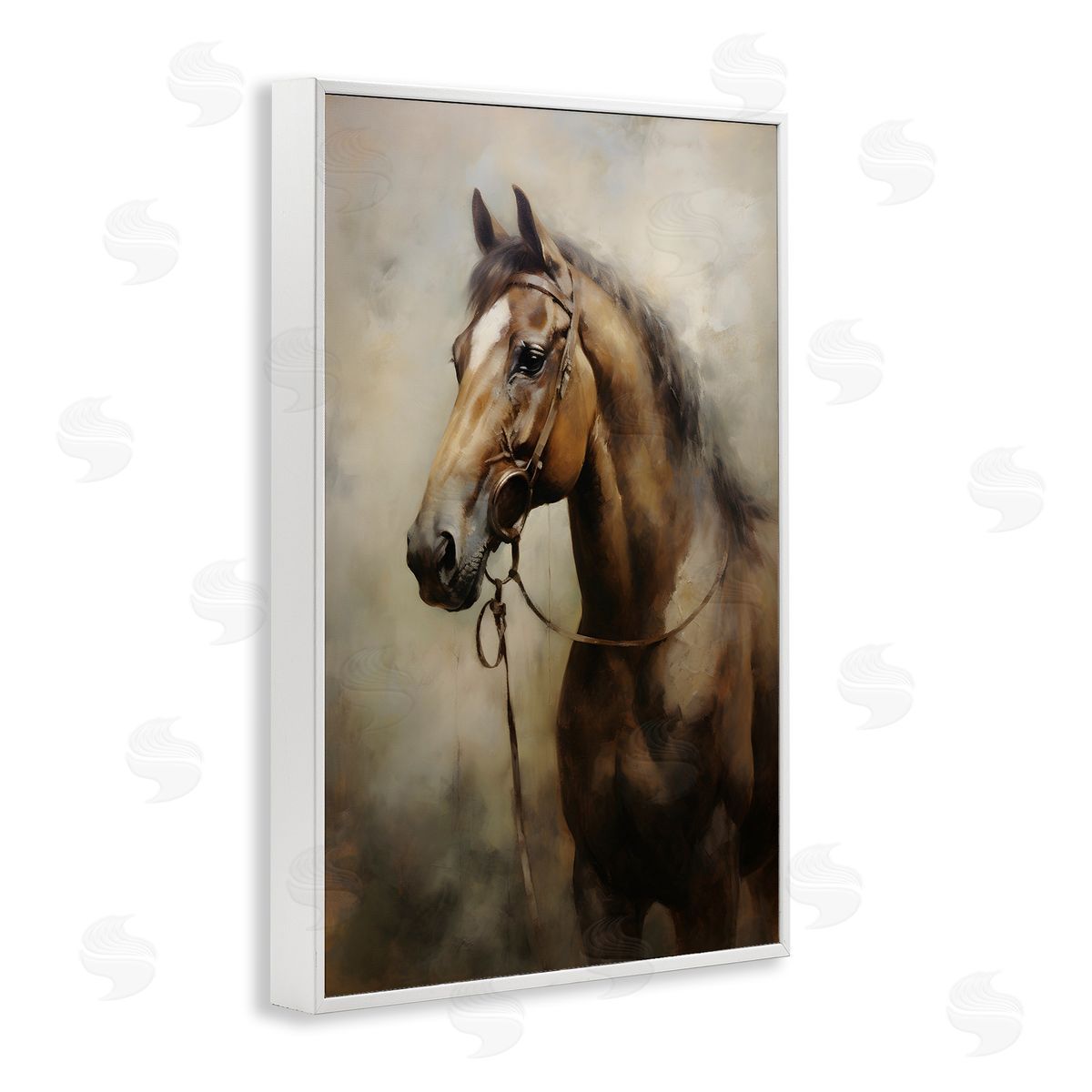 Brown Horse Portrait White Frame Print Wall Art, Home Decor by Petal Prints Design