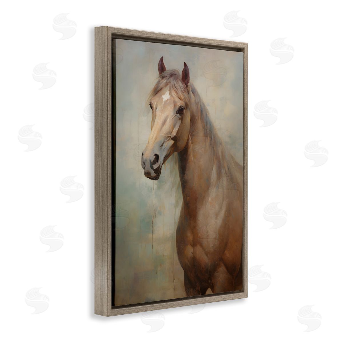 Tan Horse Visage Brown Floating Frame Canvas Wall Art, Home Decor by Petal Prints Design