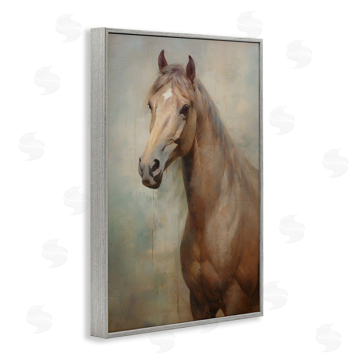 Tan Horse Visage Grey Frame Print Wall Art, Home Decor by Petal Prints Design
