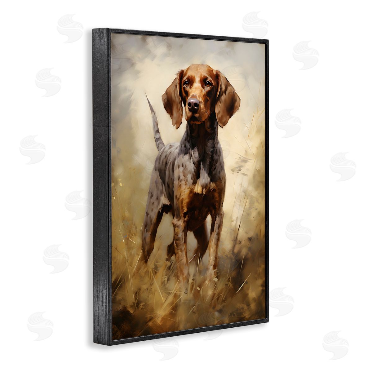 Alert Hunting Dog Black Frame Print Wall Art, Home Decor by Petal Prints Design