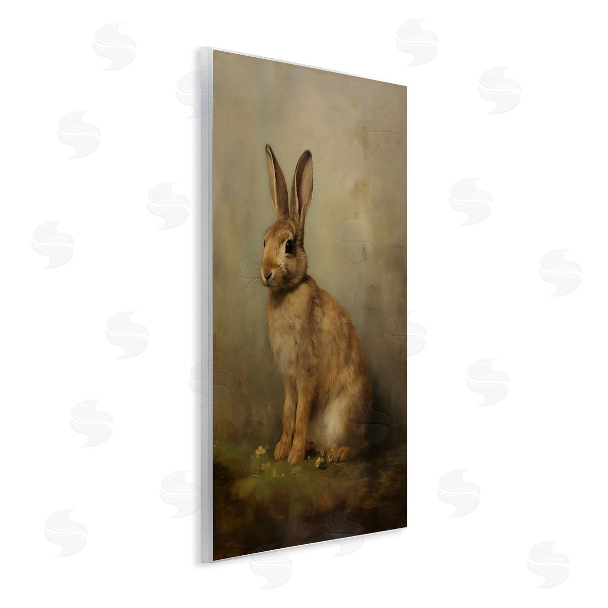 Brown Bunny Portrait Wood Plaque Wall Art, Home Decor by Petal Prints Design