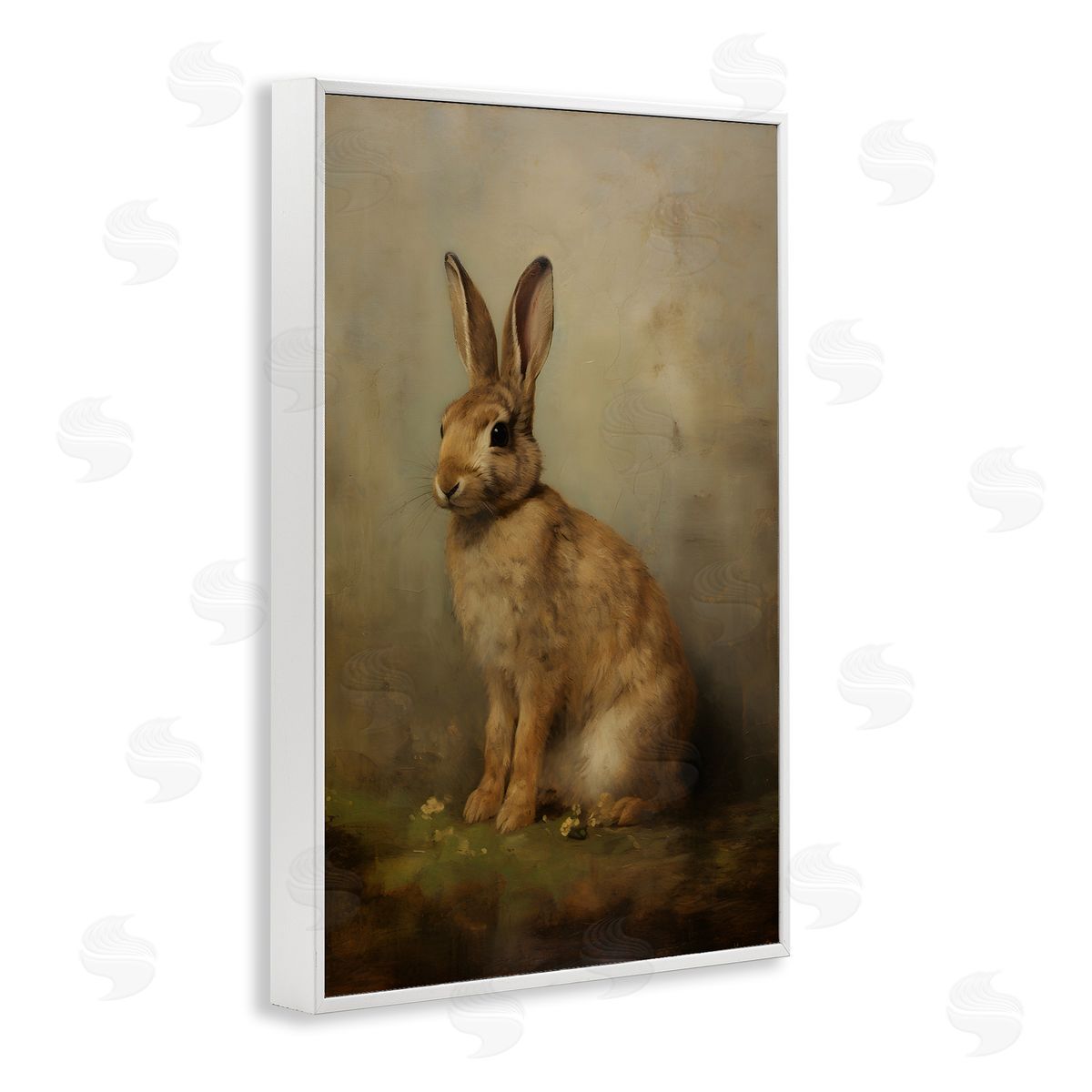 Brown Bunny Portrait White Frame Print Wall Art, Home Decor by Petal Prints Design