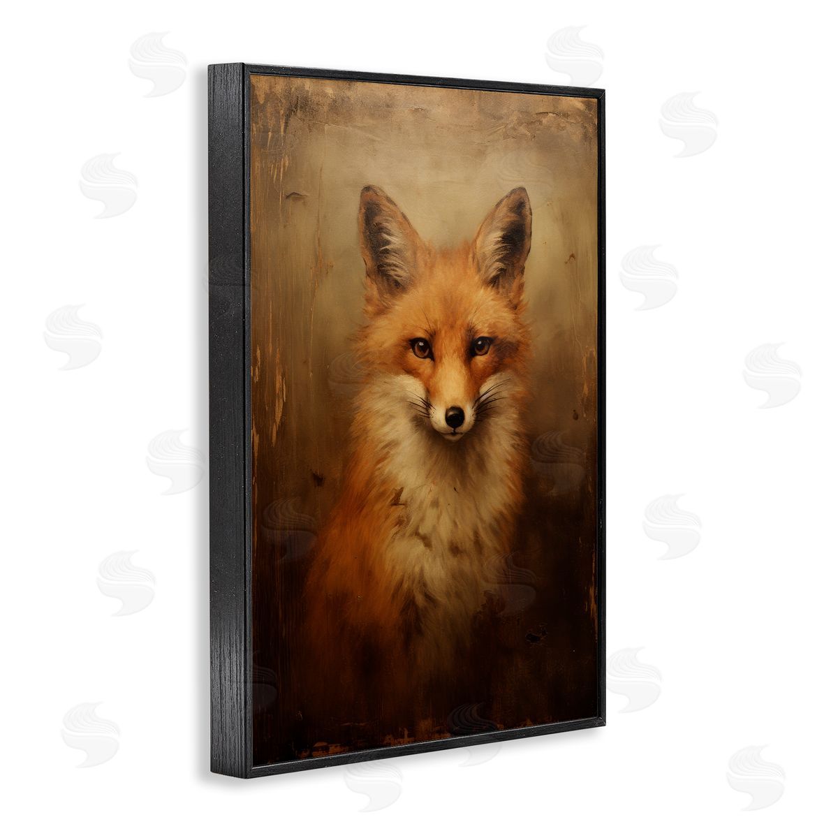 Dark Fox Visage Black Frame Print Wall Art, Home Decor by Petal Prints Design