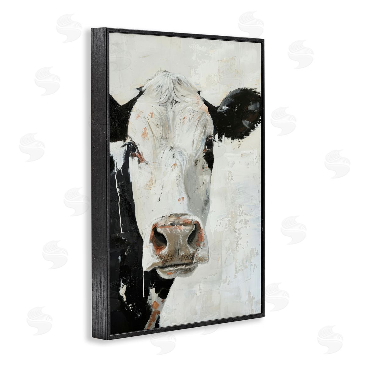 Up Close Cow Black Frame Print Wall Art, Home Decor by Petals Prints Design
