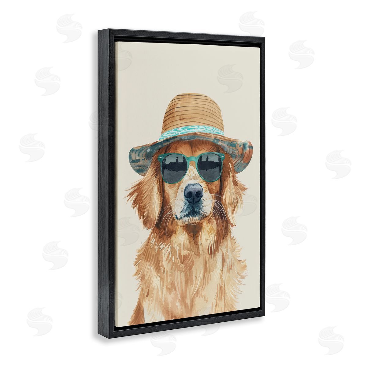 Hipster Labrador Dog Black Floating Frame Canvas Wall Art, Home Decor by Petals Prints Design