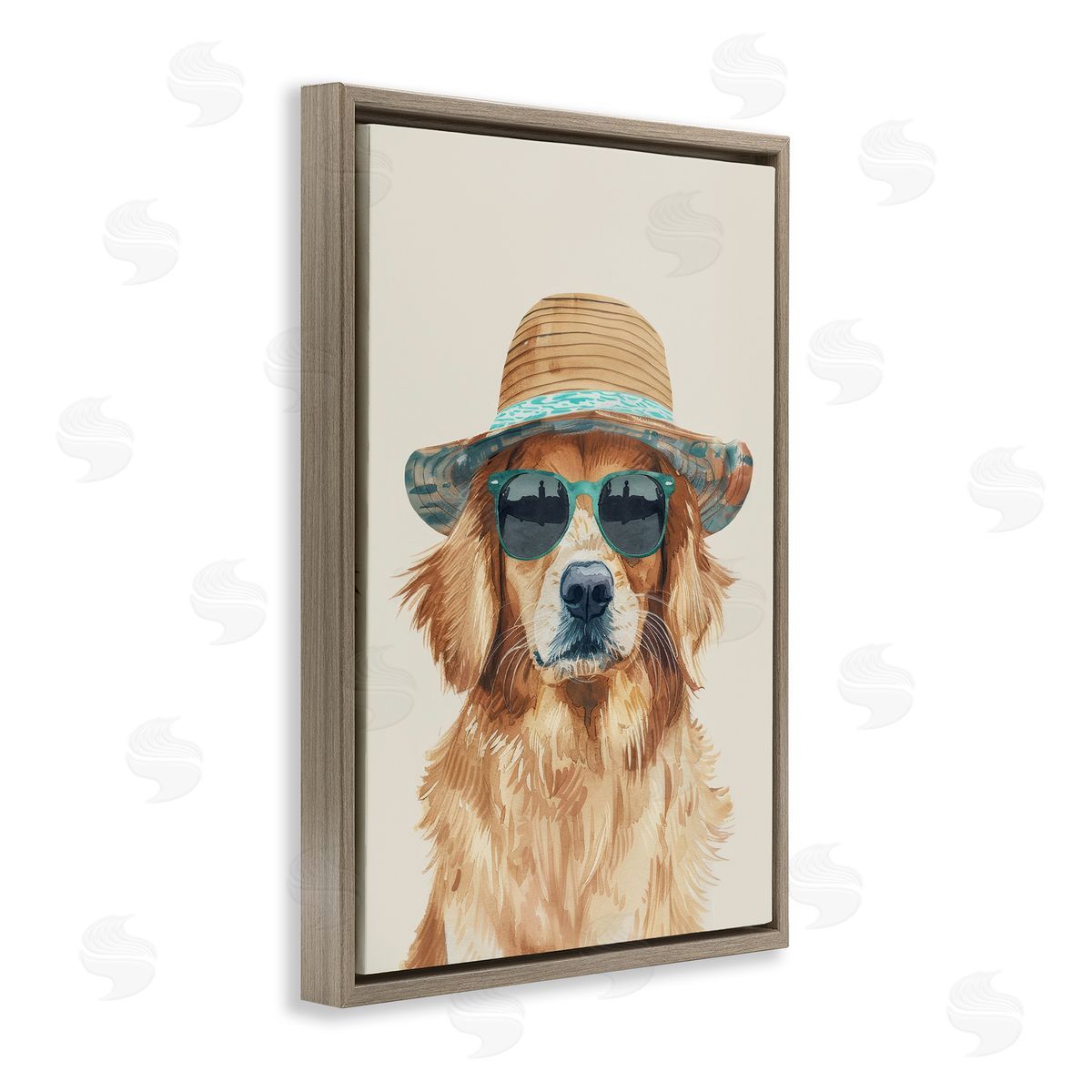 Hipster Labrador Dog Brown Floating Frame Canvas Wall Art, Home Decor by Petals Prints Design