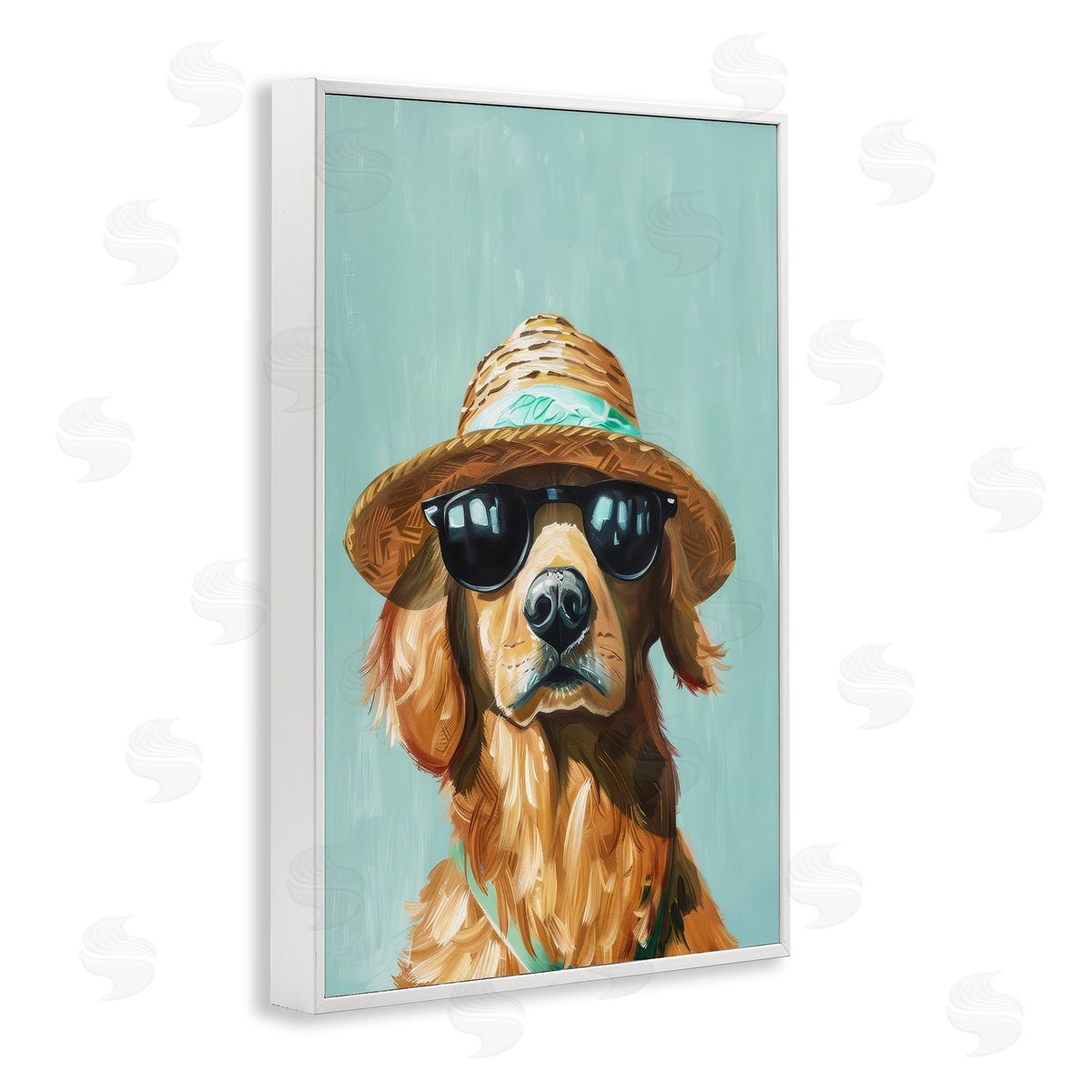 Beach Ready Dog White Frame Print Wall Art, Home Decor by Petals Prints Design