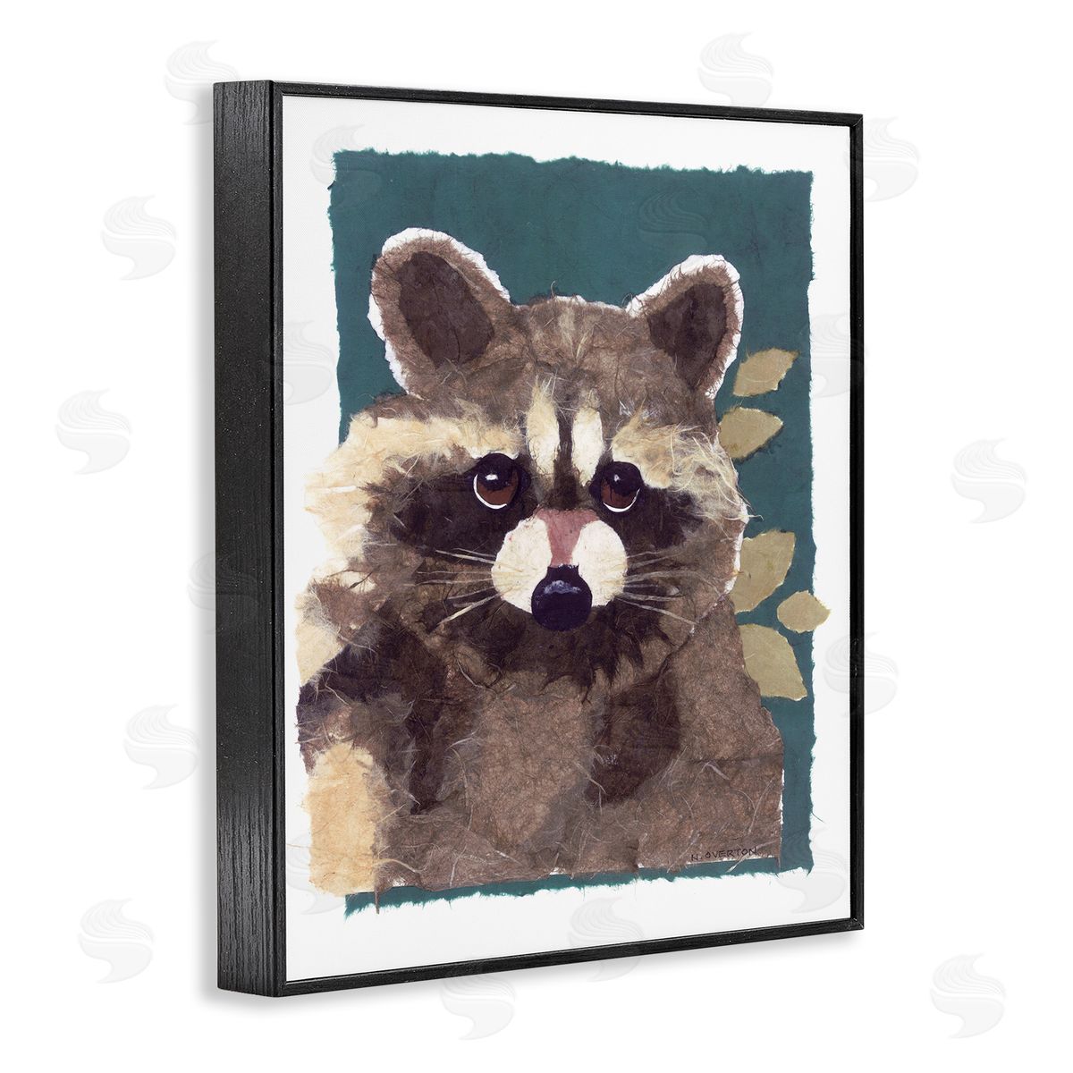 Forest Animal Raccoon Black Frame Print Wall Art, Home Decor by Nancy Overton