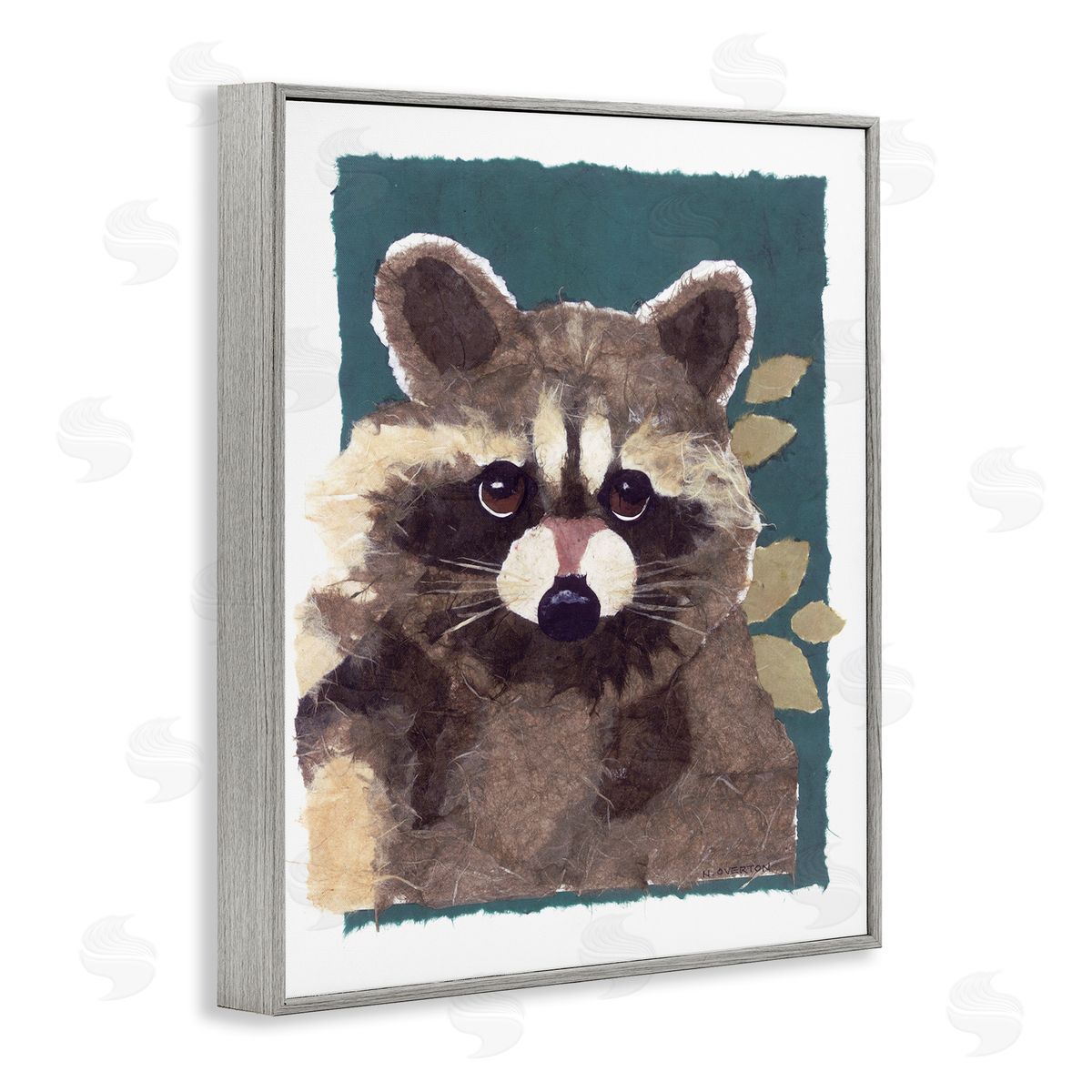 Forest Animal Raccoon Grey Frame Print Wall Art, Home Decor by Nancy Overton